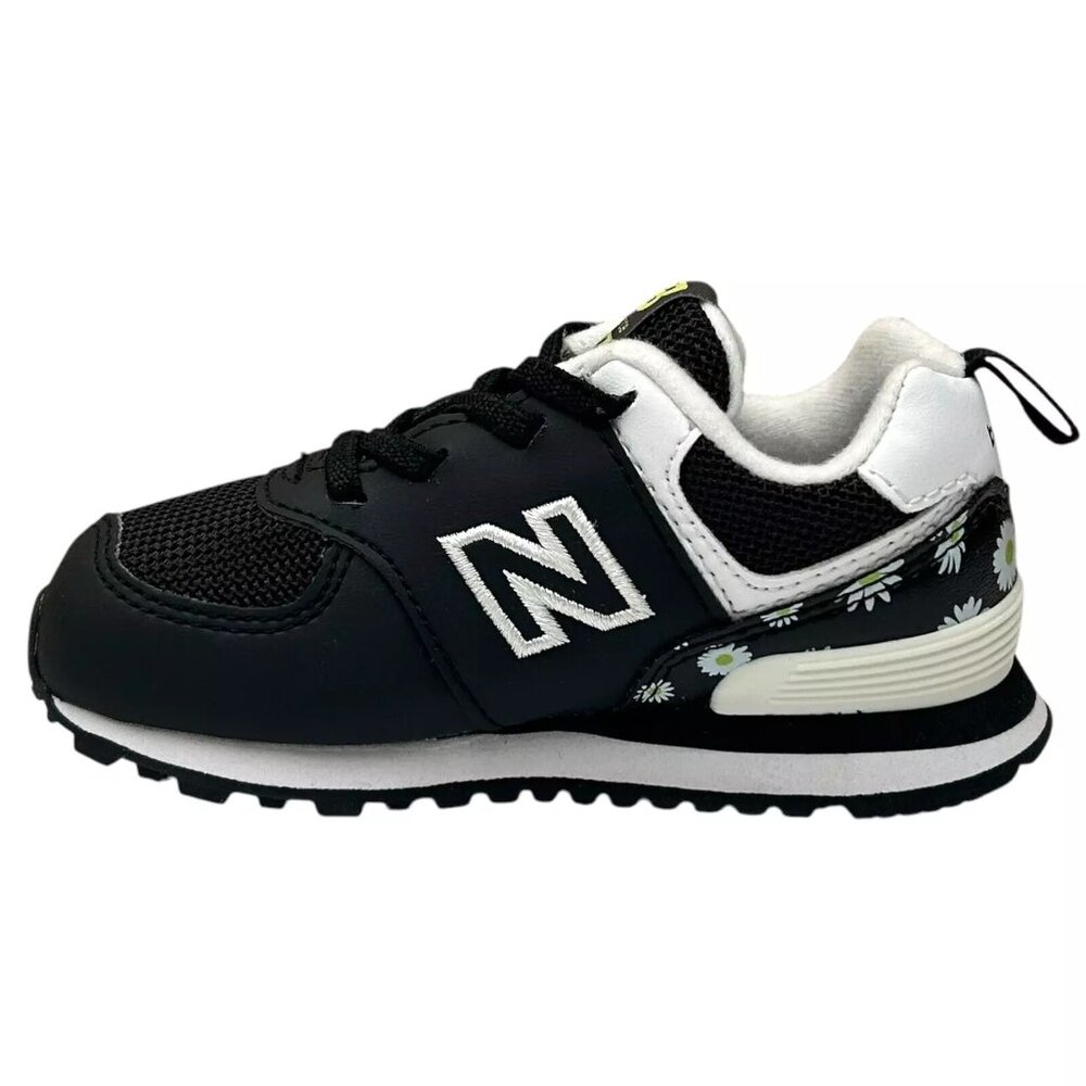 New Balance Toddler Girl's Slip-on Sneakers Size 7 Black/White Flower Print - Picture 6 of 12